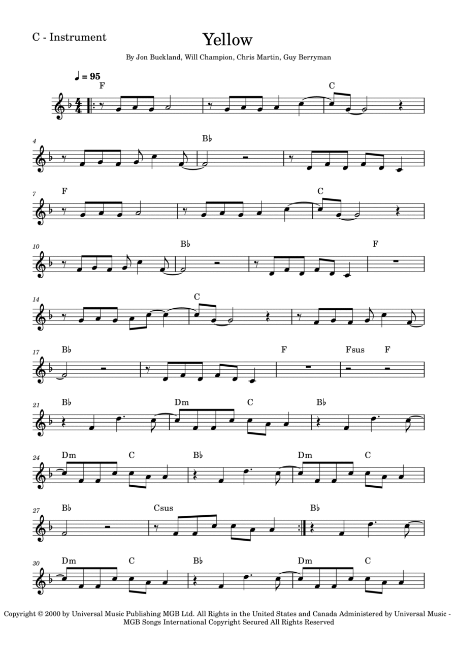 Yellow Yellow Flute Solo scores gallery preview page 1