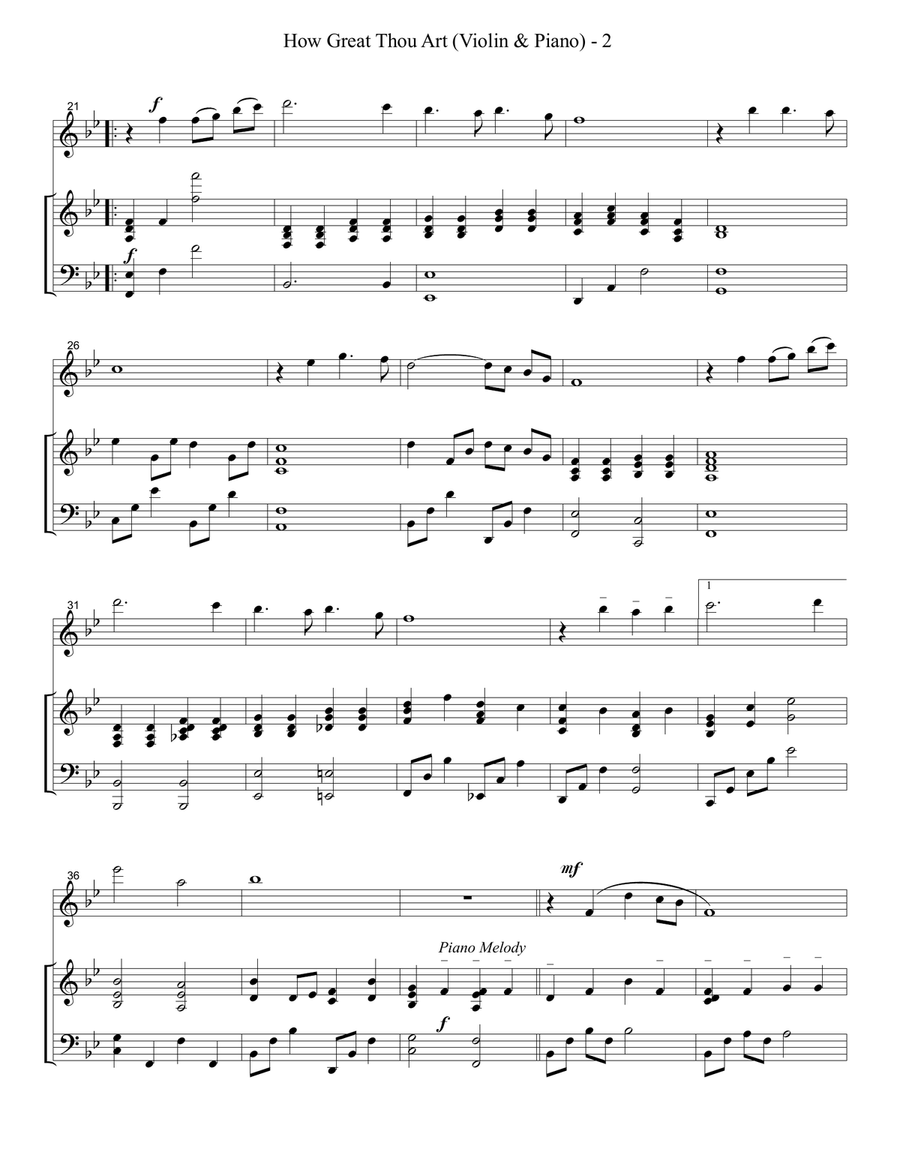 How Great Thou Art Instrumental Violin Solo Violin Solo scores gallery preview page 2