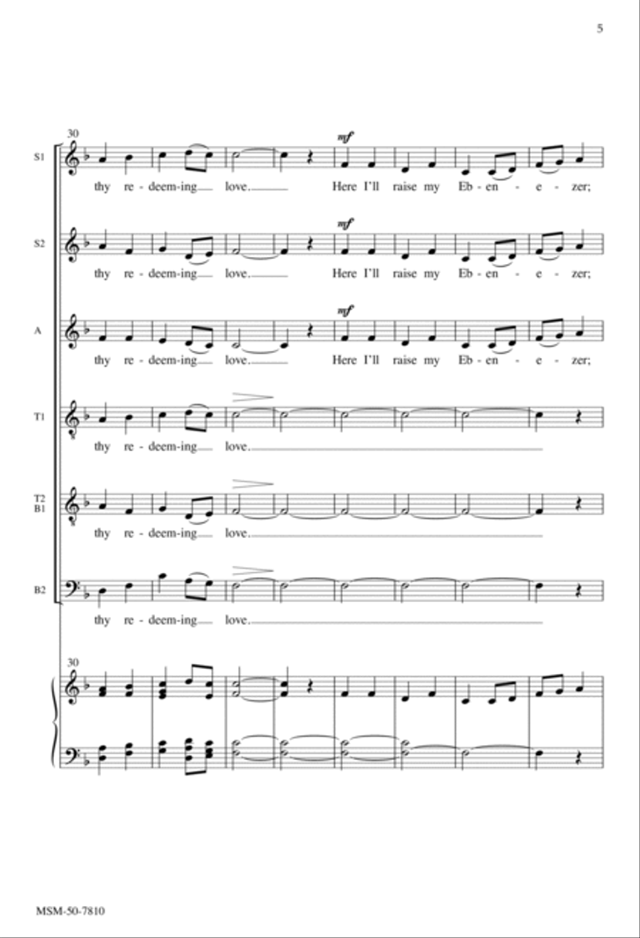 Come, Thou Fount of Every Blessing Divisi scores gallery preview page 5