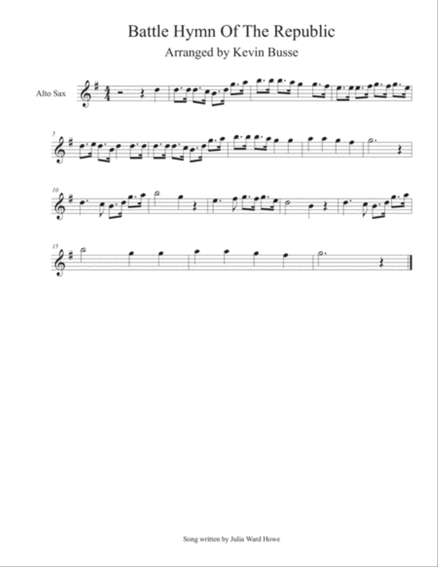 Battle Hymn Of The Republic - Alto Sax Alto Saxophone scores gallery preview page 1