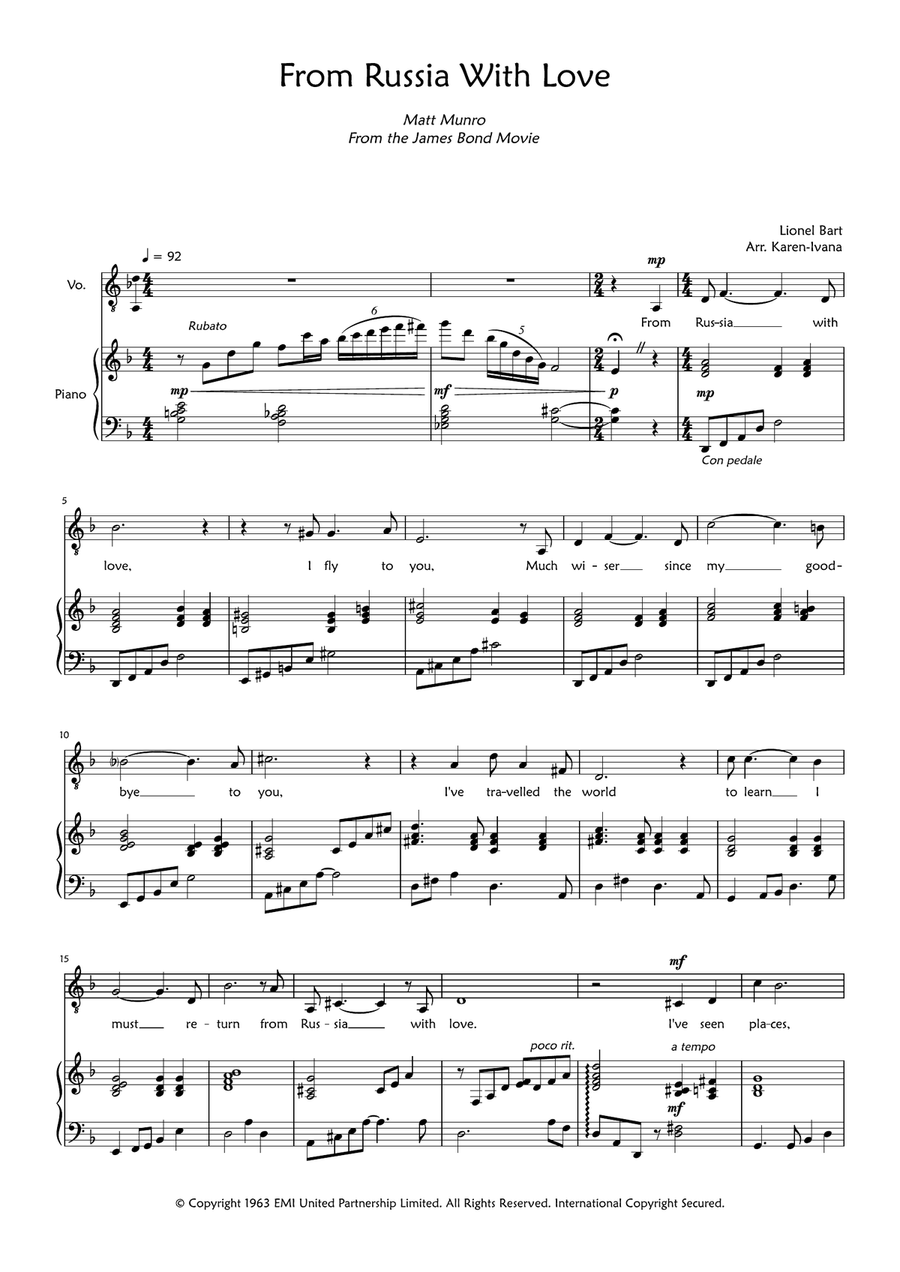 From Russia With Love Voice scores gallery preview page 1