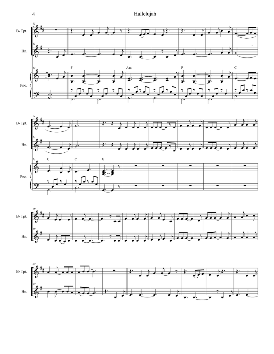 Hallelujah Brass Duet scores gallery preview page 4