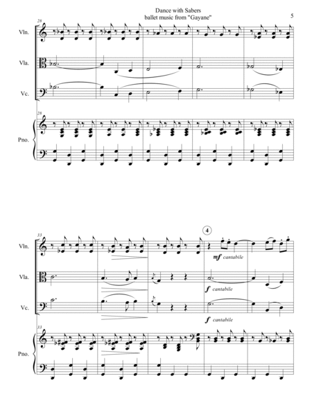 Aram Khachaturian - Sabre Dance (Dance with Sabers) arr. for piano quartet (score and parts)