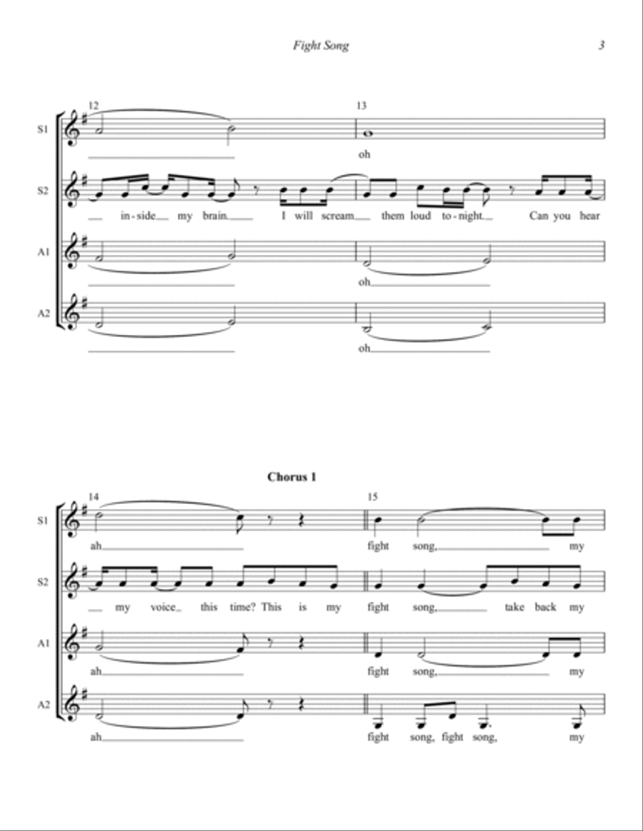 Fight Song (arr. Wayne Grimmer) SSAA scores gallery preview page 3