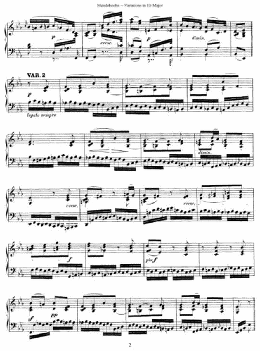 Mendelssohn - Variations in E b Major Op. 82