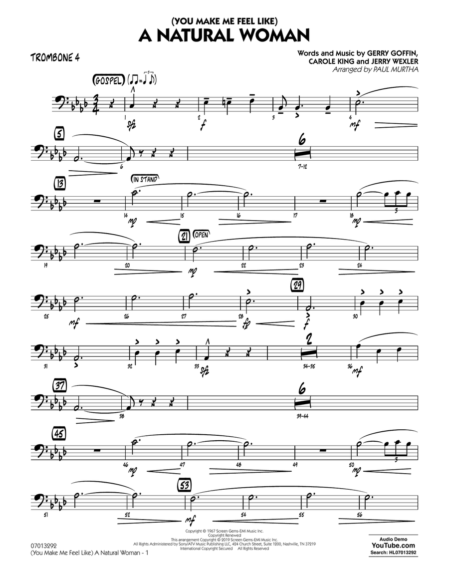 (You Make Me Feel Like) A Natural Woman (arr. Paul Murtha) - Trombone 4 Jazz Ensemble scores gallery preview page 1