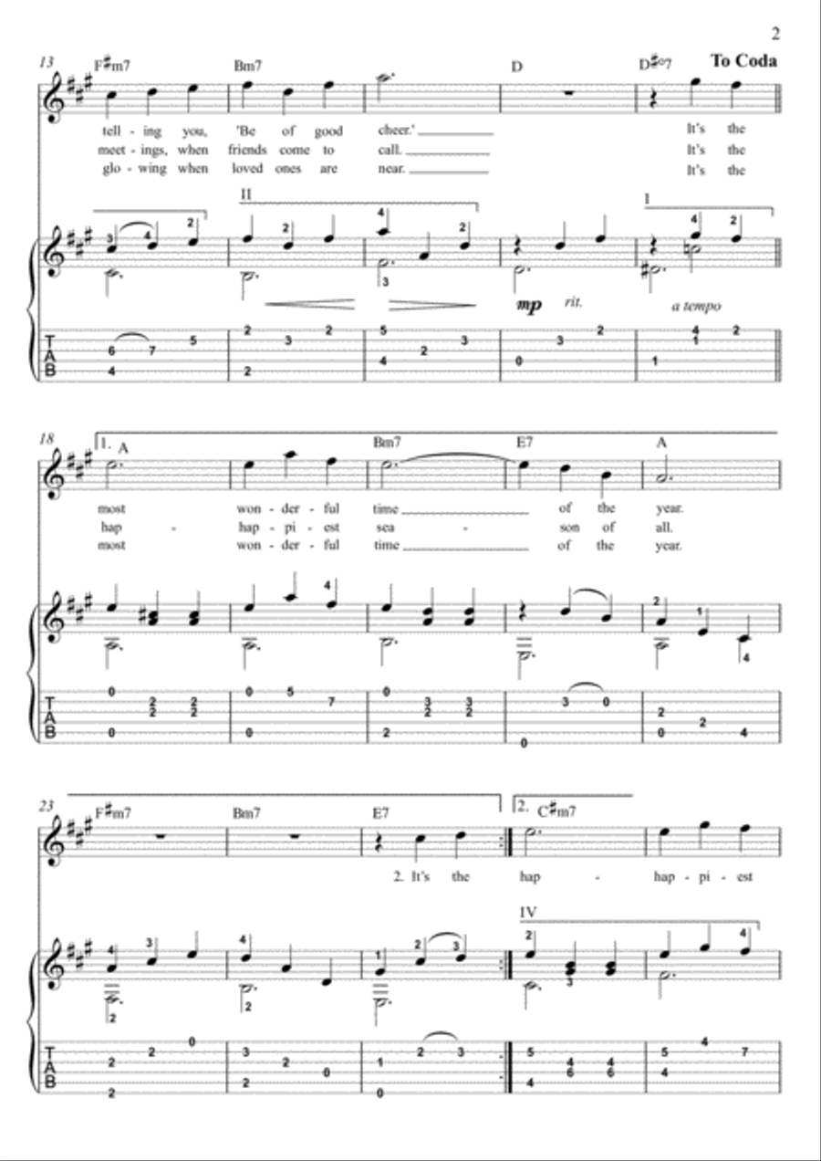 The Most Wonderful Time Of The Year Guitar Tablature scores gallery preview page 2