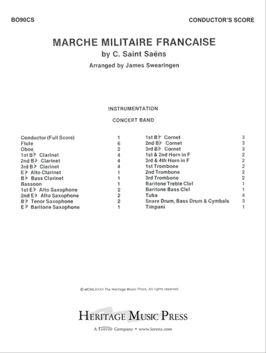 Marche Militaire Francaise Concert Band scores gallery preview page 1