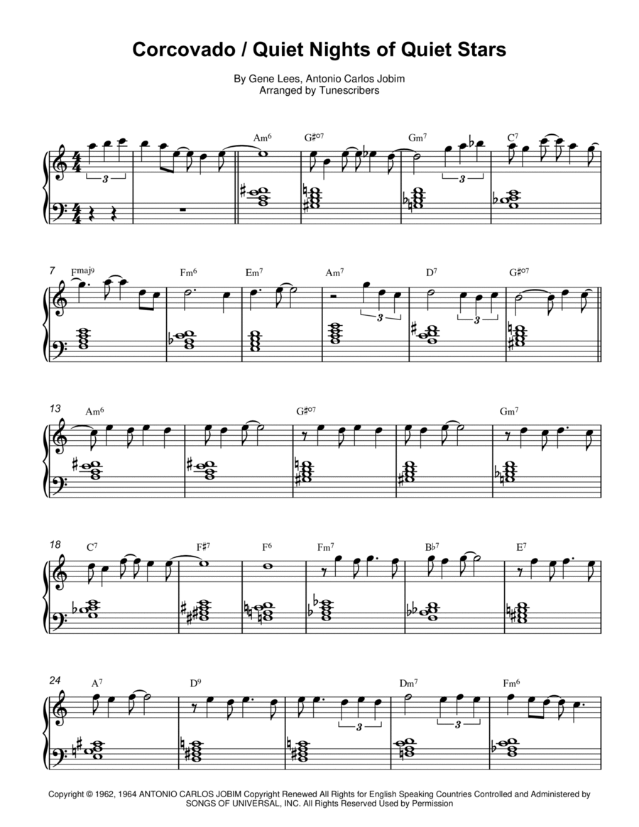 Corcovado / Quiet Nights of Quiet Stars Piano Solo scores gallery preview page 1