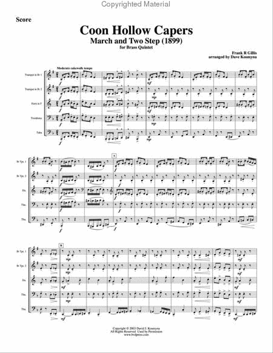 Coon Hollow Capers Coon Hollow Capers Brass Quintet scores gallery preview page 2