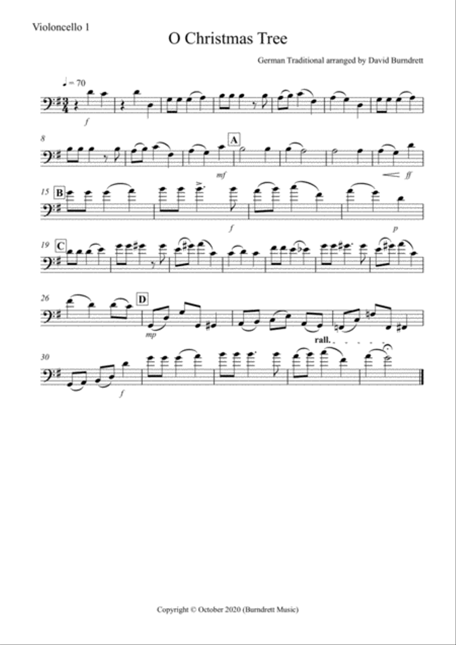 O Christmas Tree for Cello Quartet Cello Solo scores gallery preview page 3