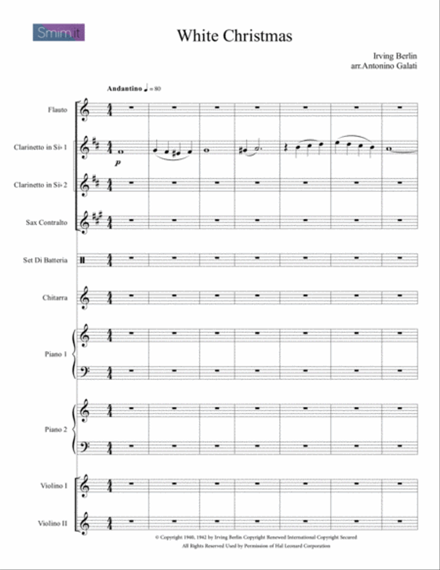 White Christmas Clarinet scores gallery preview page 1