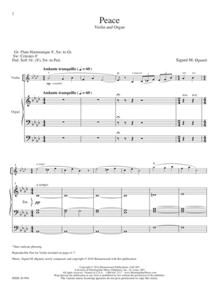Peace for Violin and Organ (Downloadable)