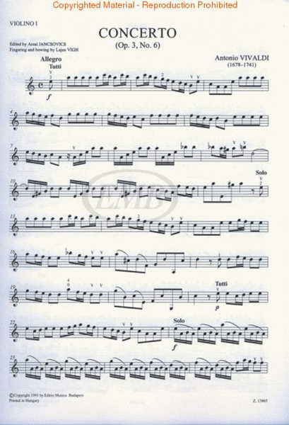 Concerto in A Minor for Violin, Strings, and Continuo, RV356