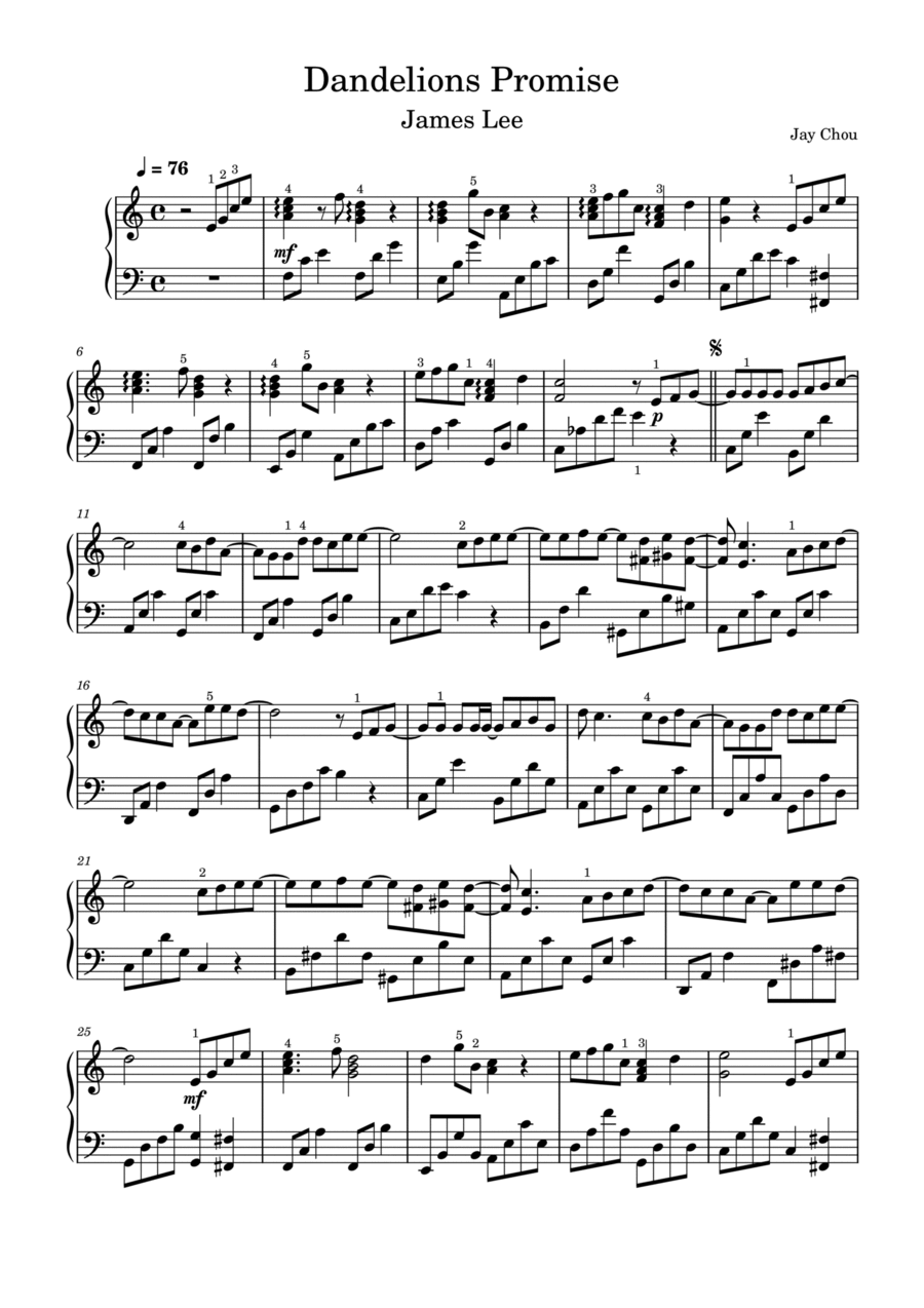 Dandelions Promise Piano Solo scores gallery preview page 1