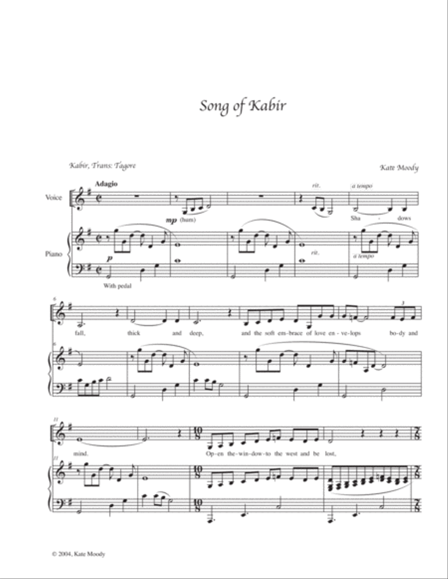 Song of Kabir (low voice) 3-Part scores gallery preview page 2