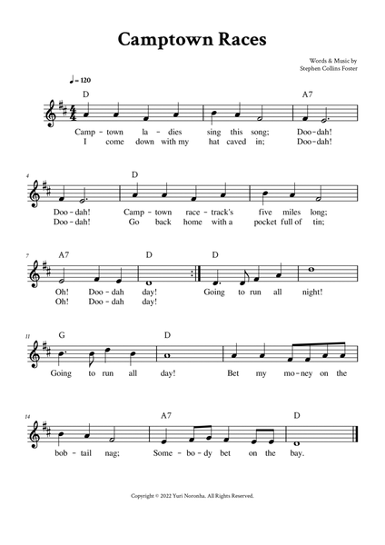 Camptown Races - Lead Sheet (D Major) image number null