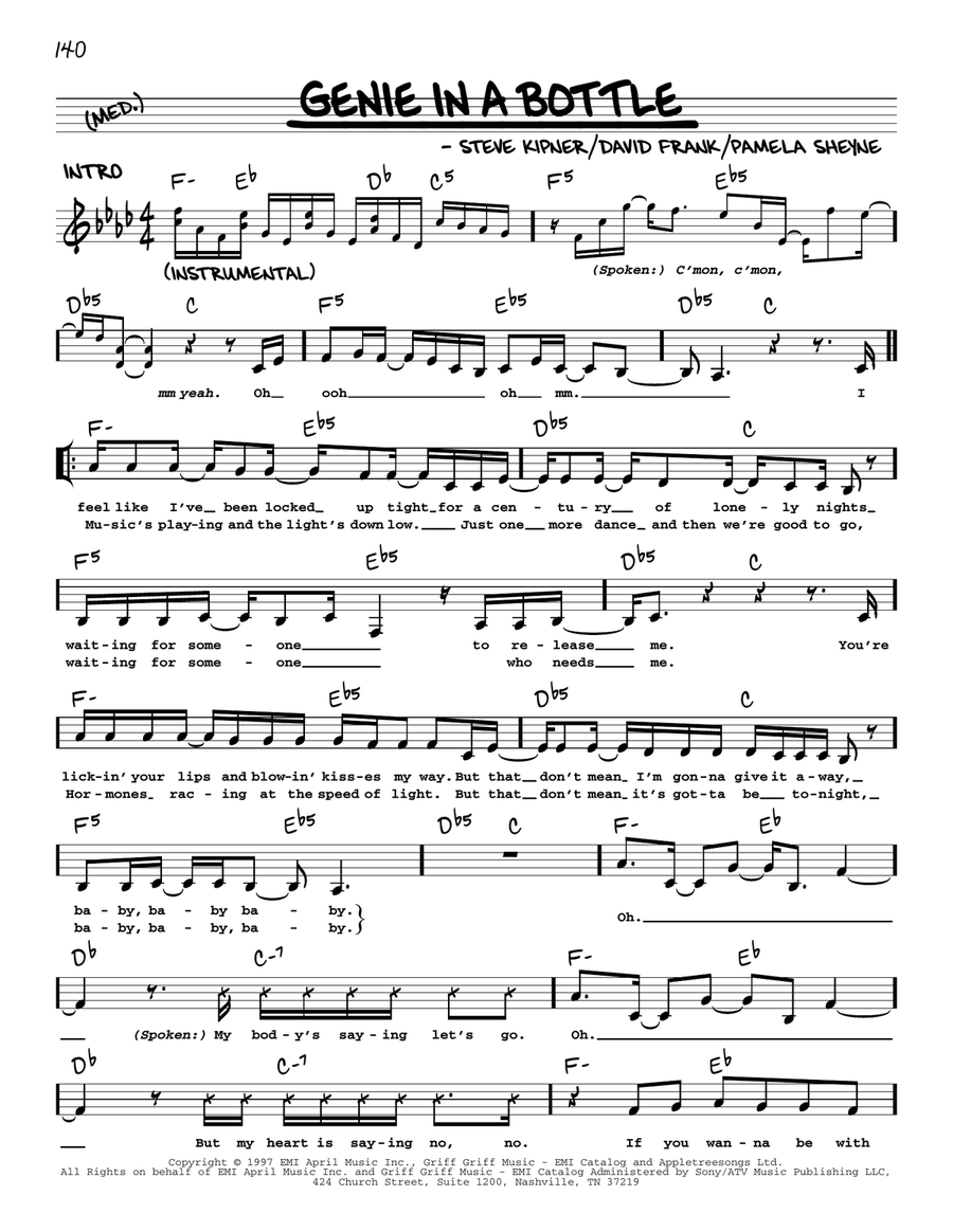 Genie In A Bottle Voice scores gallery preview page 1