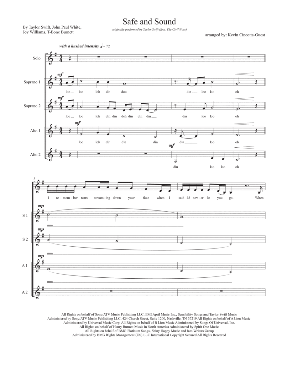 Safe & Sound Safe & Sound SSA scores gallery preview page 1