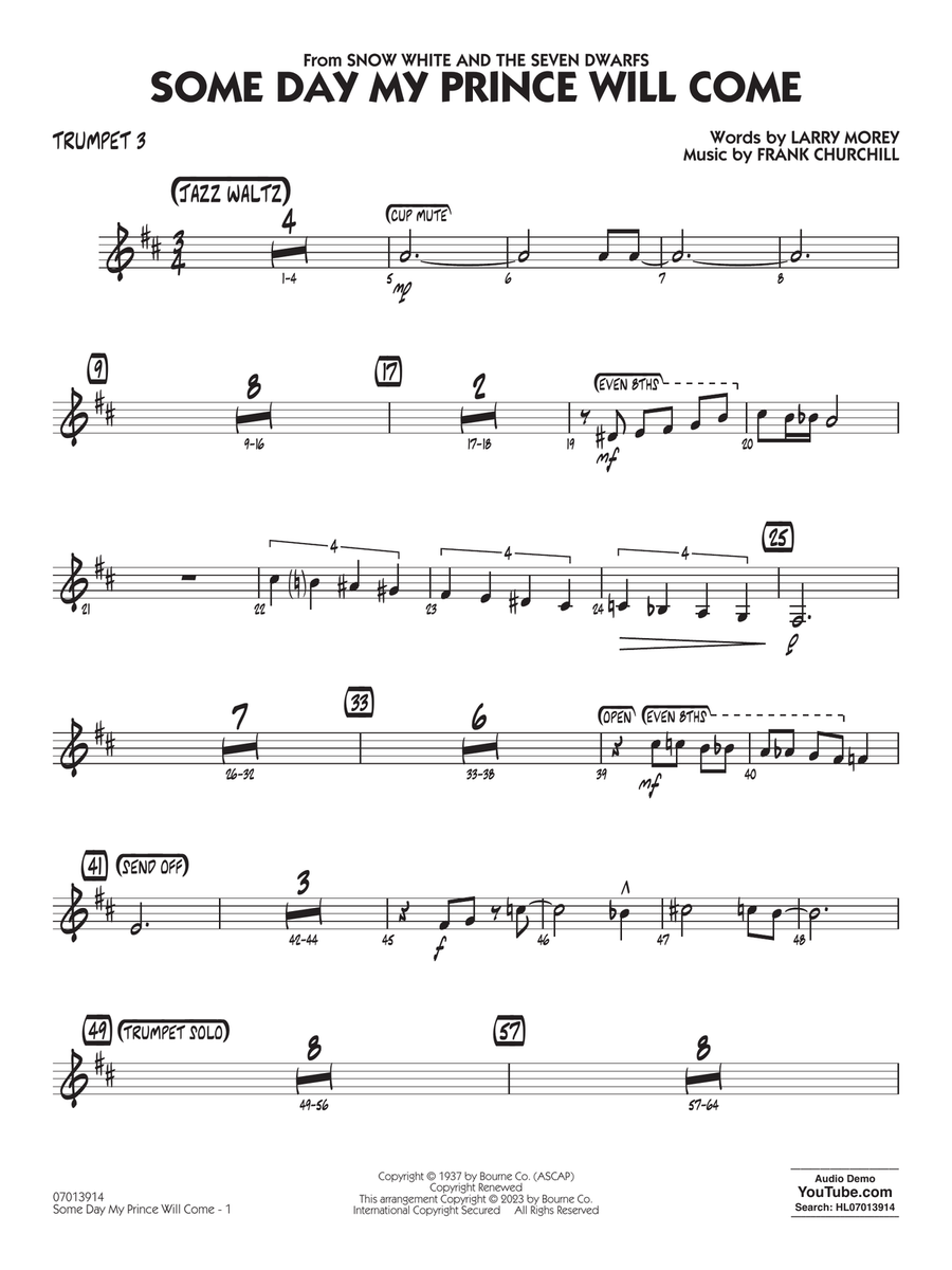 Some Day My Prince Will Come (arr. Chuck Israels) - Trumpet 3