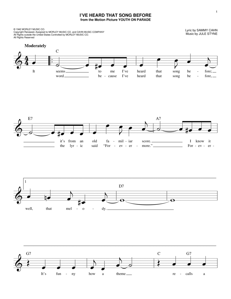I've Heard That Song Before Piano scores gallery preview page 1