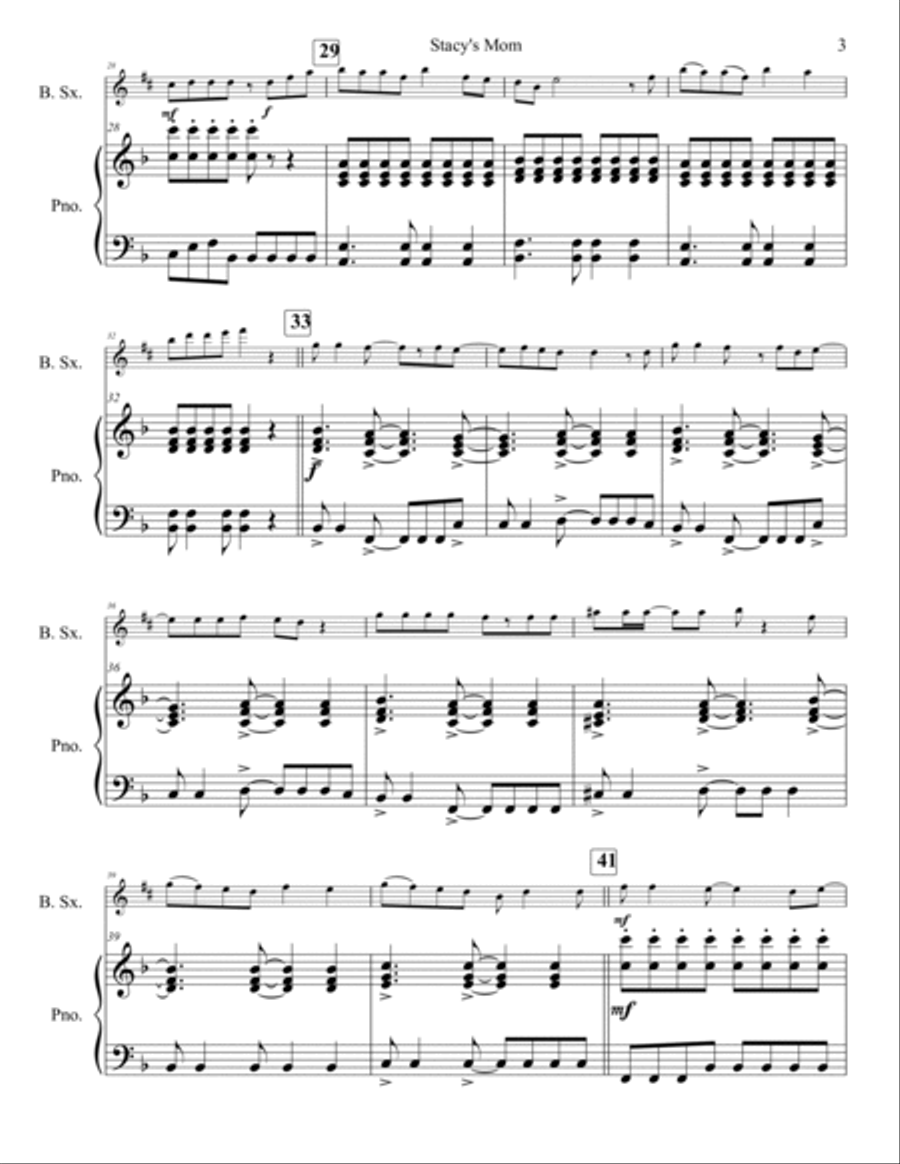 Stacy's Mom Baritone Saxophone scores gallery preview page 4