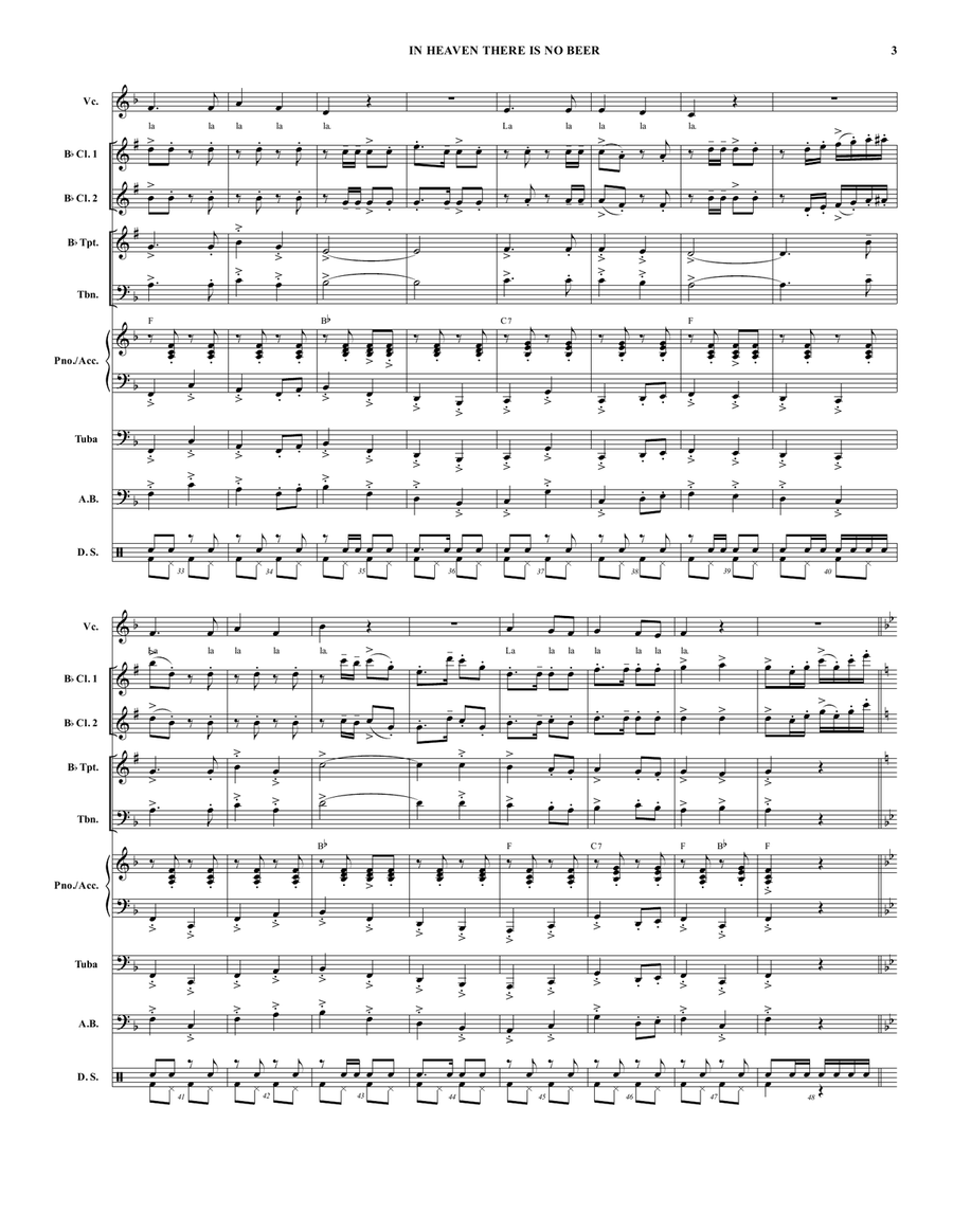 In Heaven There Is No Beer Large Ensemble scores gallery preview page 3
