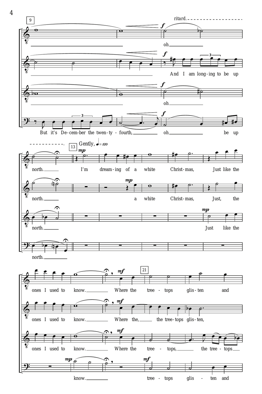 White Christmas (arr. Deke Sharon) TTBB scores gallery preview page 2