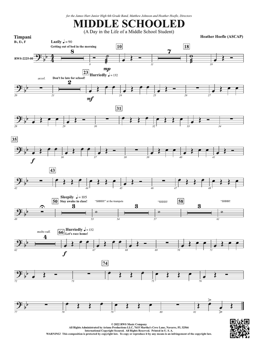 Middle Schooled - A Day in the Life of a Middle School Student: Timpani Percussion scores gallery preview page 1