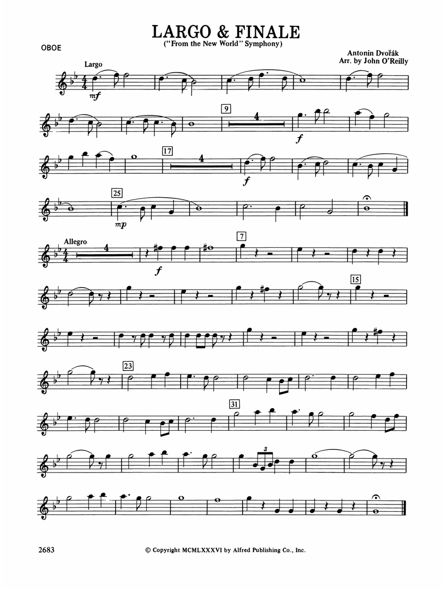 Largo and Finale from the New World Symphony: Oboe