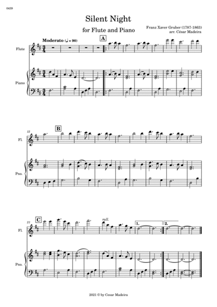 Silent Night - Flute and Piano (Full Score and Parts) image number null