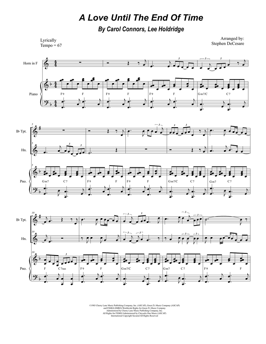 A Love Until The End Of Time Brass Duet scores gallery preview page 1
