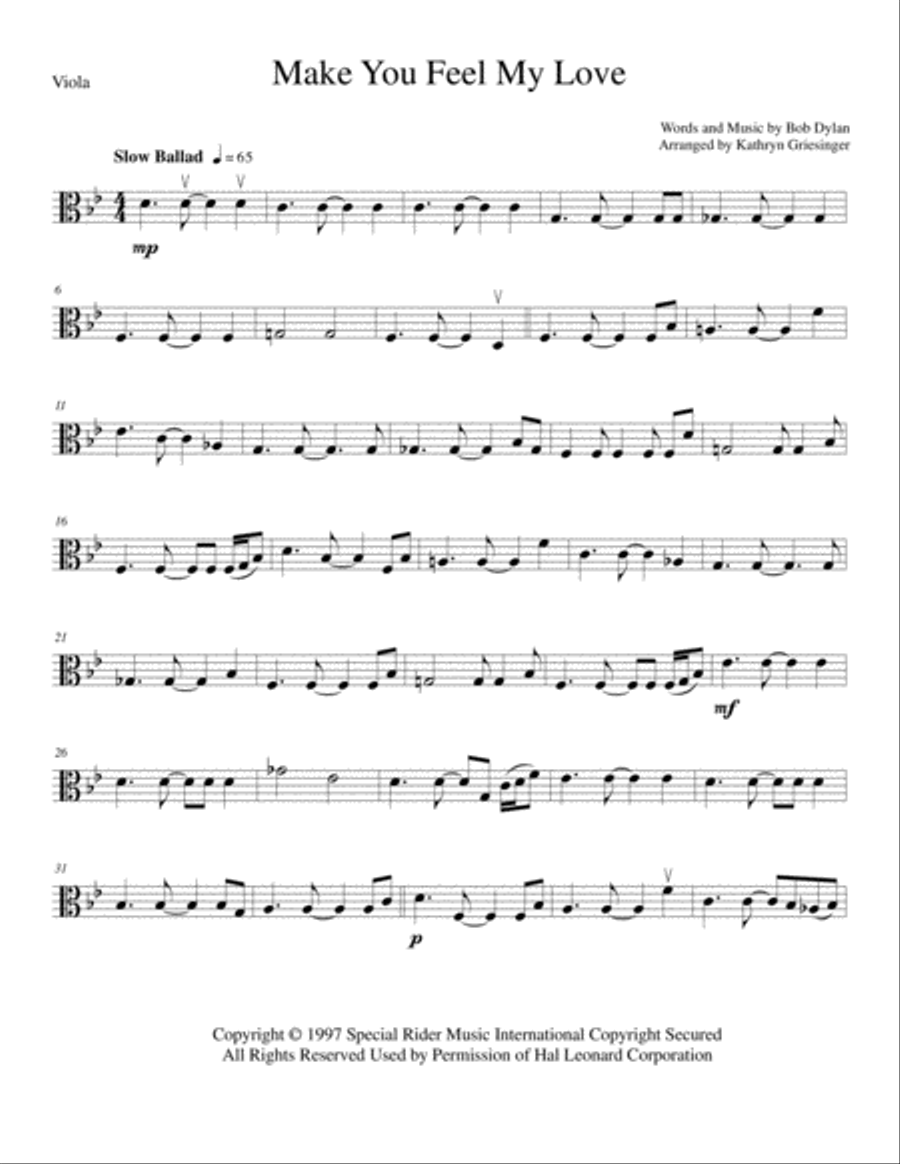 To Make You Feel My Love String Quartet scores gallery preview page 5