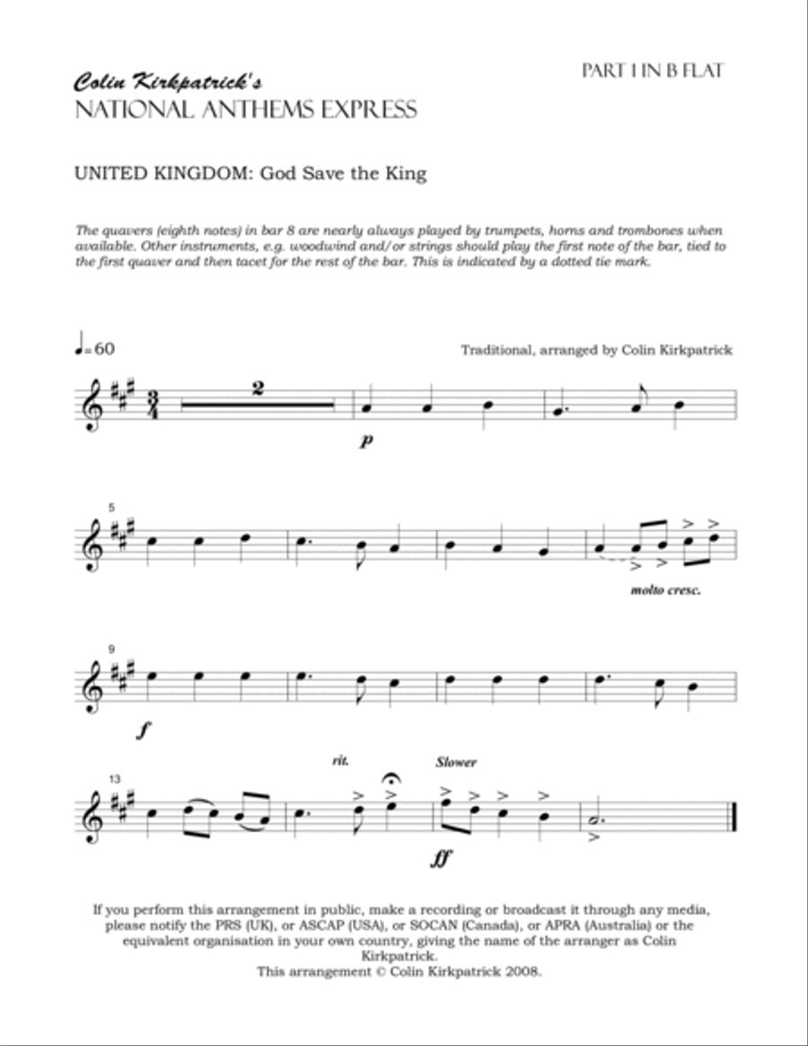 UK National Anthem: God Save the King Concert Band scores gallery preview page 6