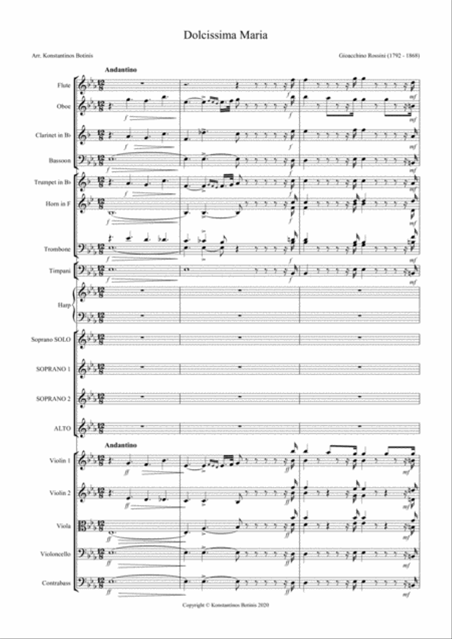 Dolcissima Maria for Soprano, Symphonic Orchestra and Choir SSA scores gallery preview page 2