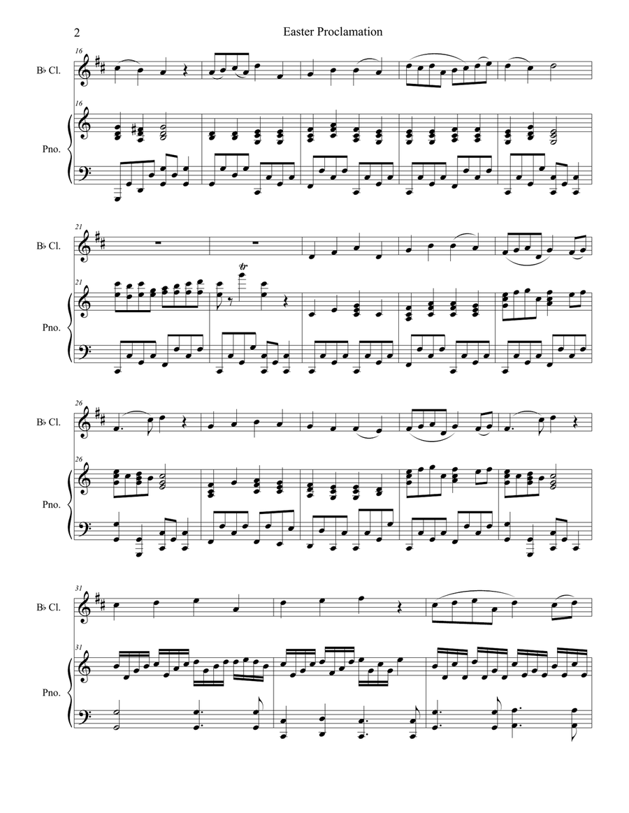 Easter Proclamation (The Risen Christ) (Bb-Clarinet solo and Piano) Easter Proclamation (The Risen Christ) (Bb-Clarinet solo and Piano) Clarinet Solo scores gallery preview page 2