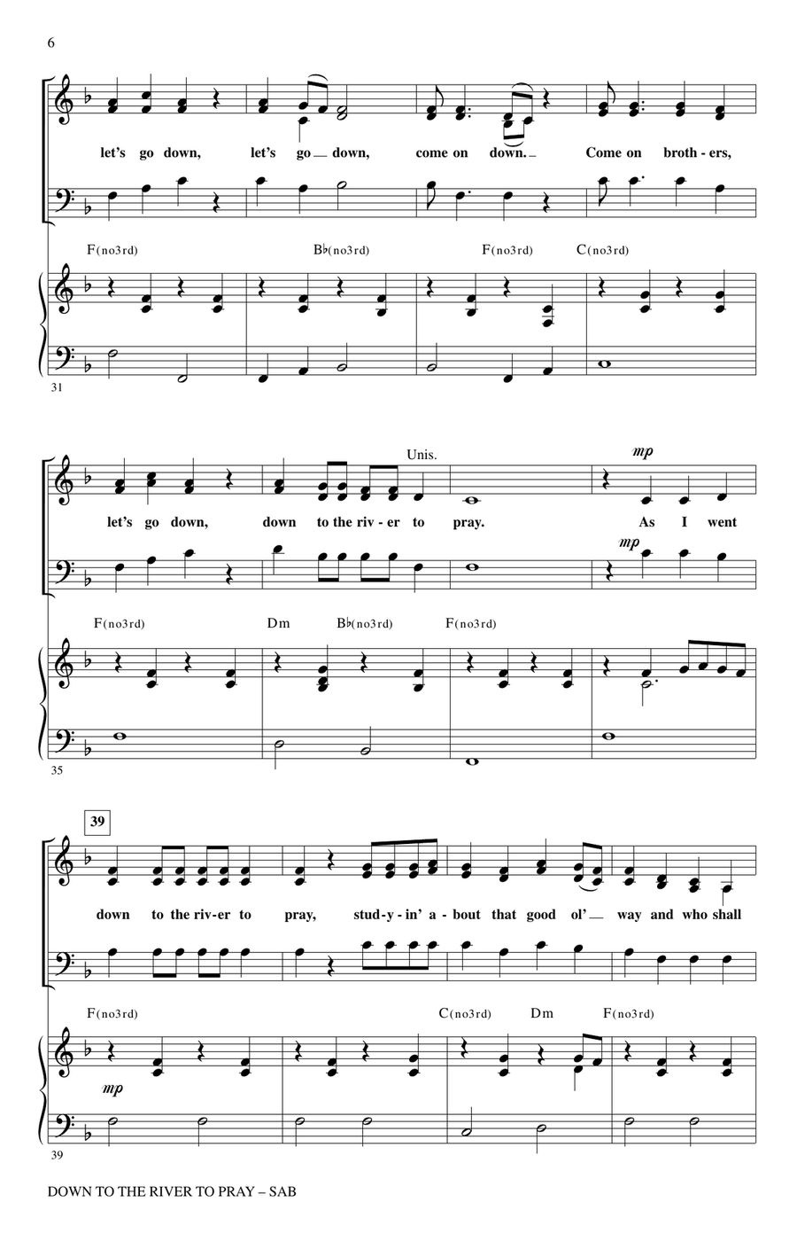 Down To The River To Pray 3-Part scores gallery preview page 4