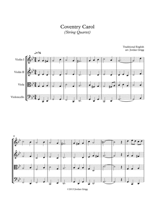 Coventry Carol (String Quartet) - Score and parts