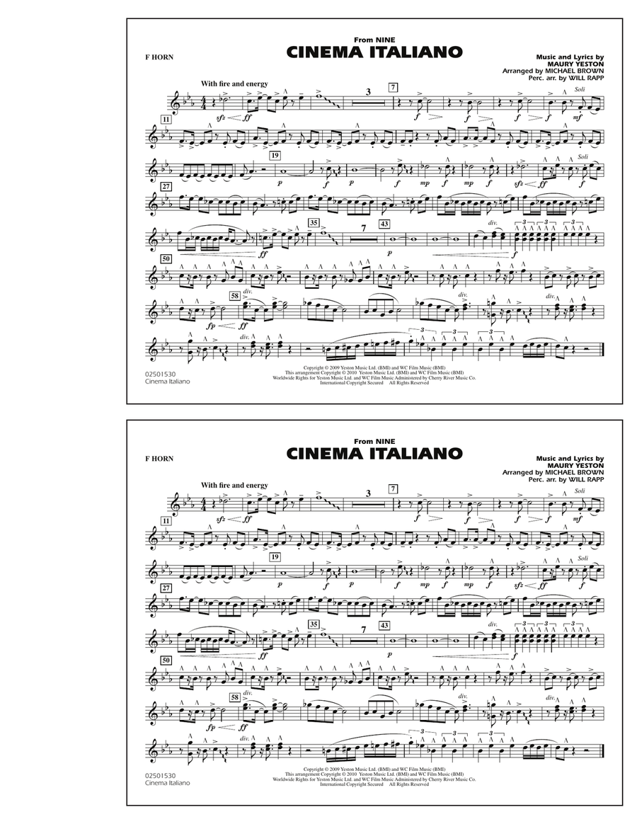 Cinema Italiano (from Nine) - F Horn