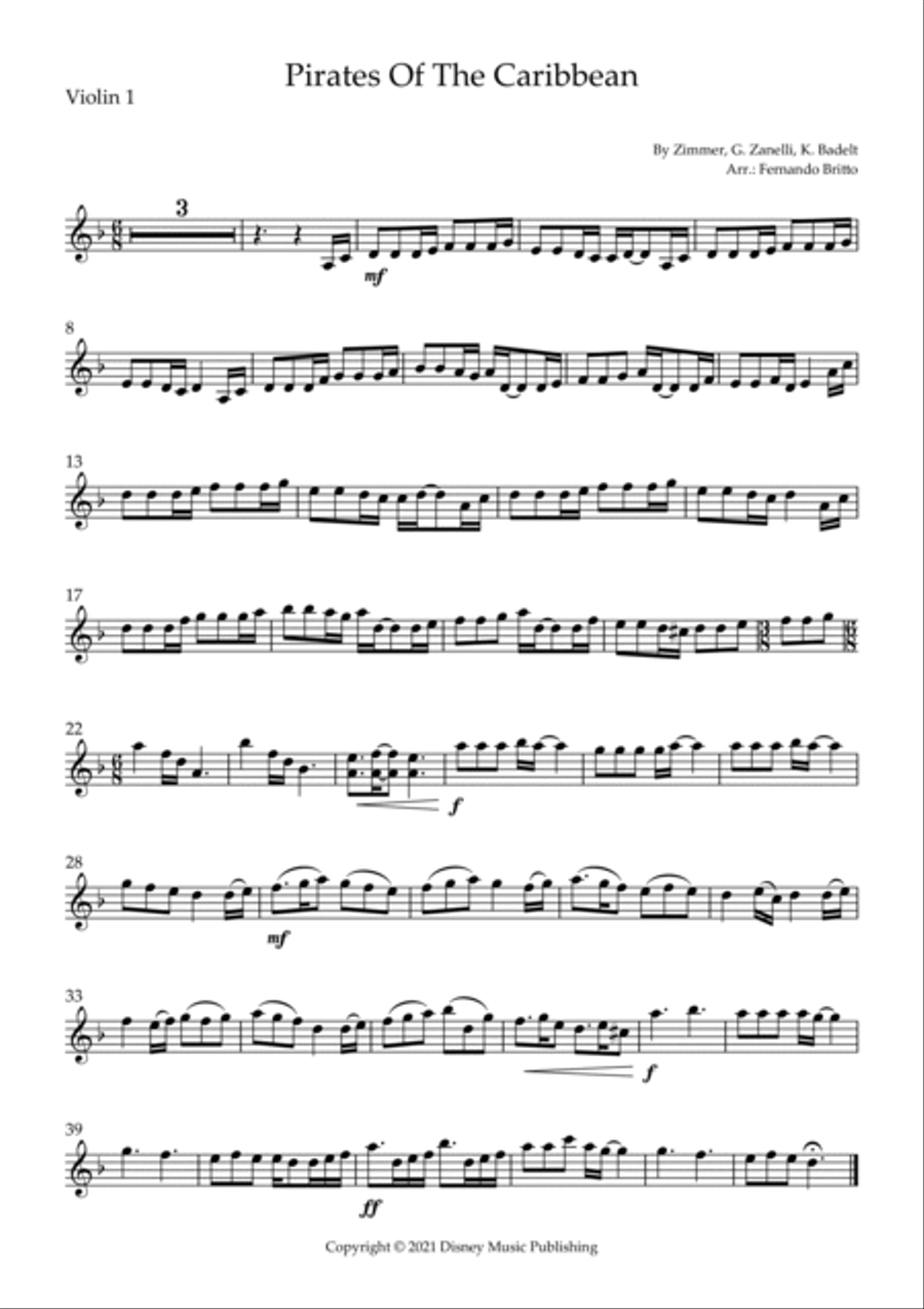 Pirates Of The Caribbean Pirates Of The Caribbean String Quartet scores gallery preview page 3