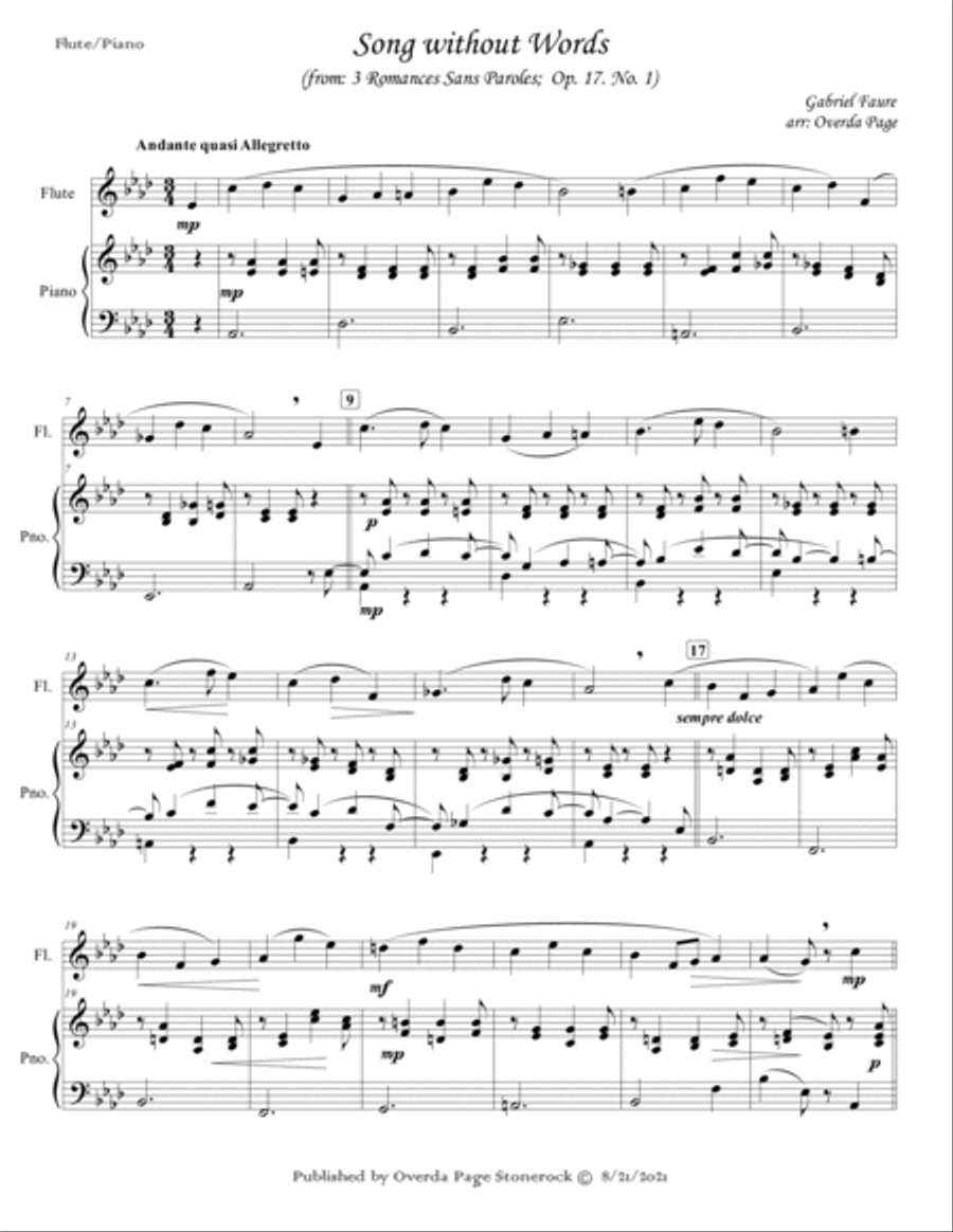 2Romances Sans Paroles, Op. 17, No. 1 & 3 Flute scores gallery preview page 3