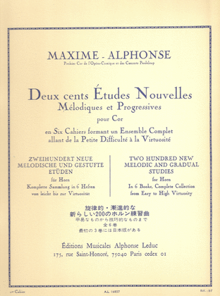 Book cover for Deux cents Études Nouvelles Mélodiques et Progressives Pour Cor – Cahier 1: 70 Études Très Faciles