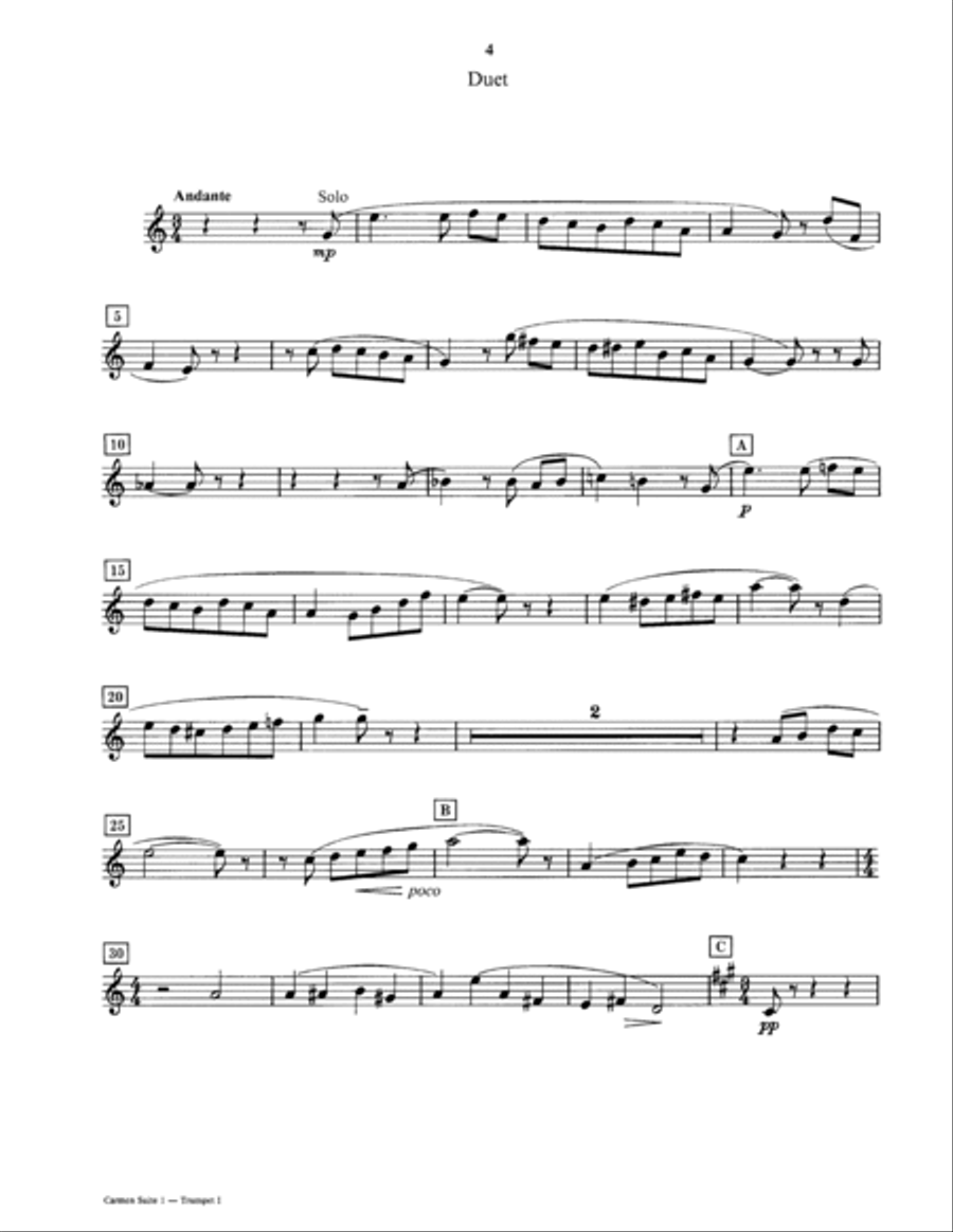 Carmen Suite No. 1 - Bb Trumpet 1 (Brass Quintet) Brass Quintet scores gallery preview page 3