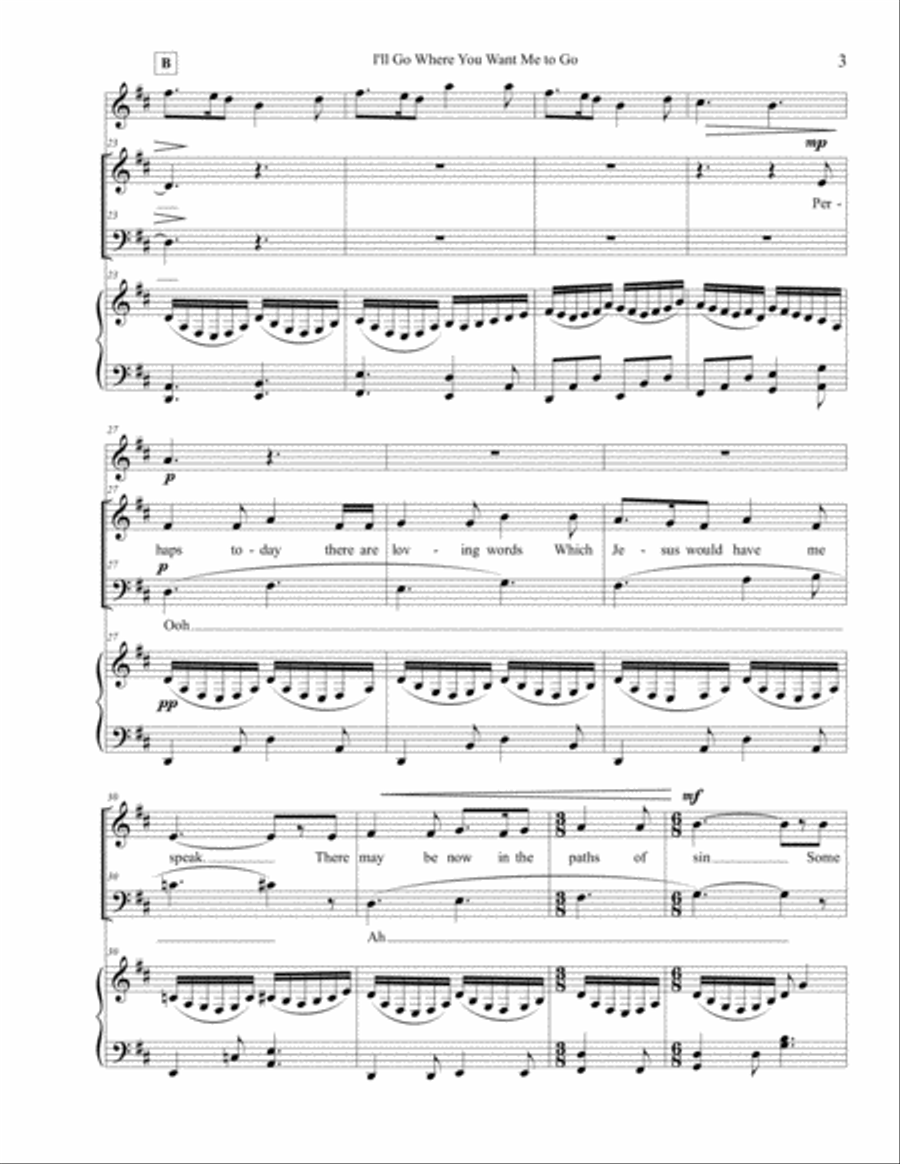 I'll Go Where You Want Me to Go 4-Part scores gallery preview page 4