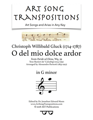GLUCK: O del mio dolce ardor (transposed to G minor)