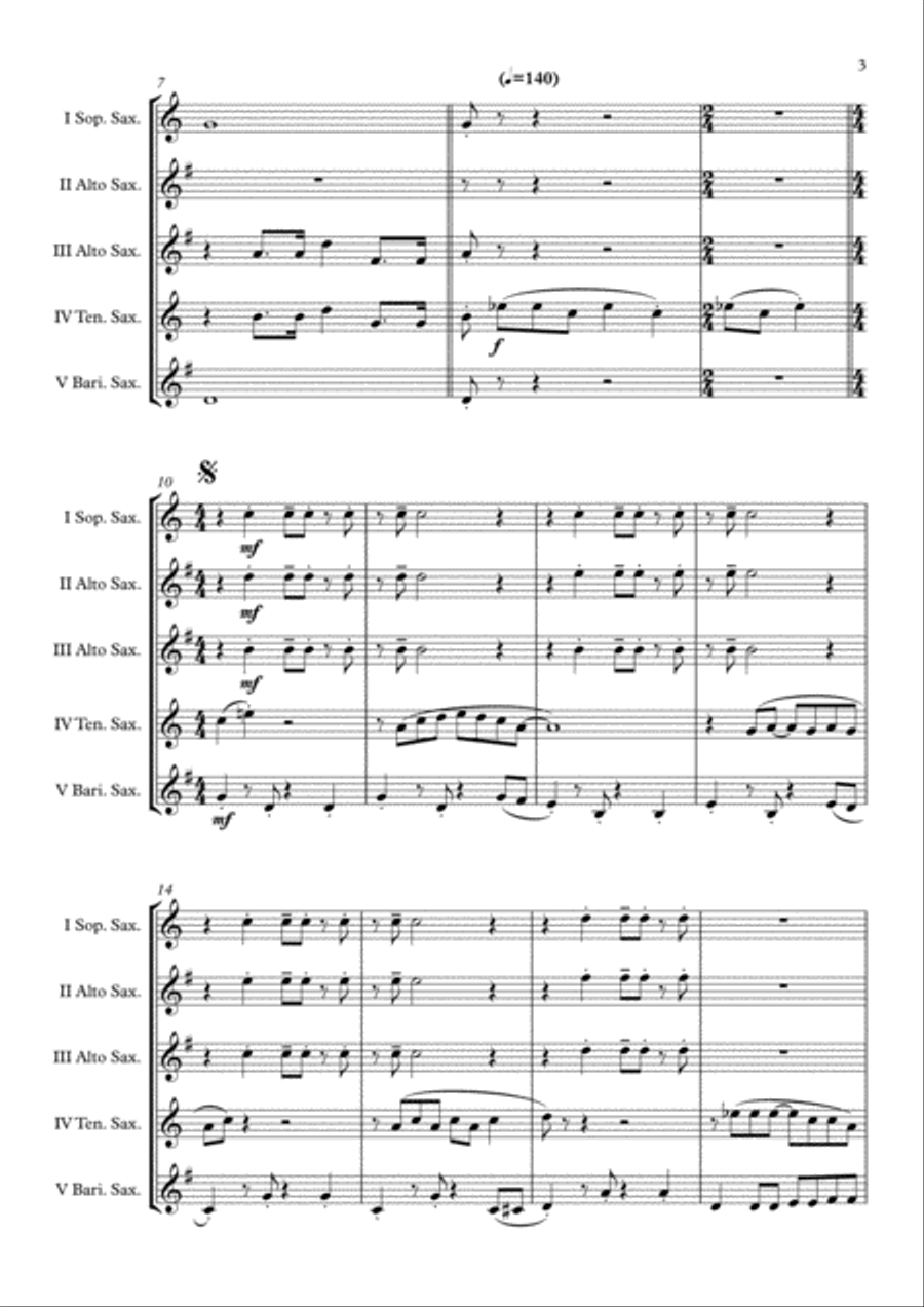 Speedy Gonzales Saxophone Quintet scores gallery preview page 4