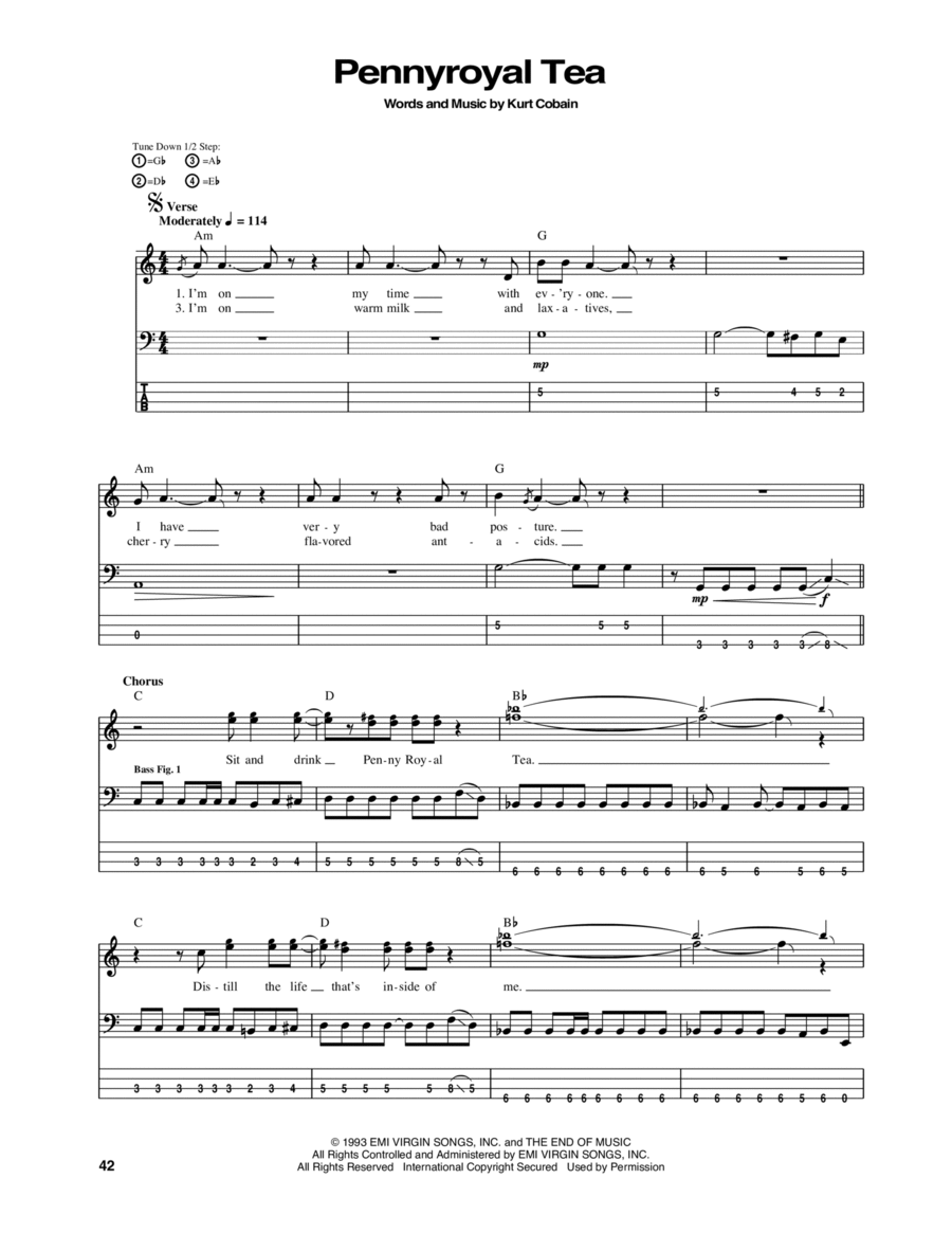Pennyroyal Tea Guitar Tablature scores gallery preview page 1