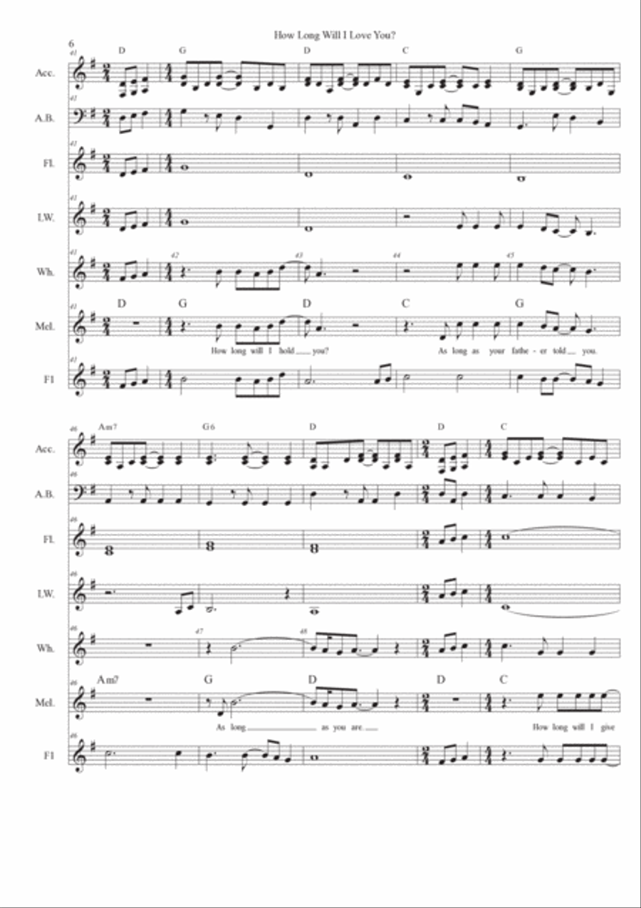 How Long Will I Love You How Long Will I Love You Small Ensemble scores gallery preview page 6