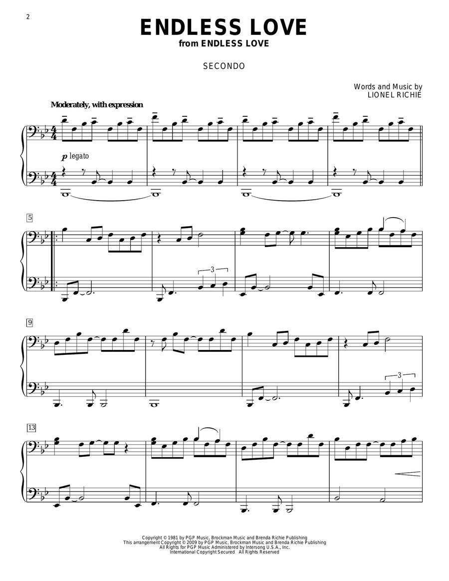 Endless Love Piano Duet scores gallery preview page 1