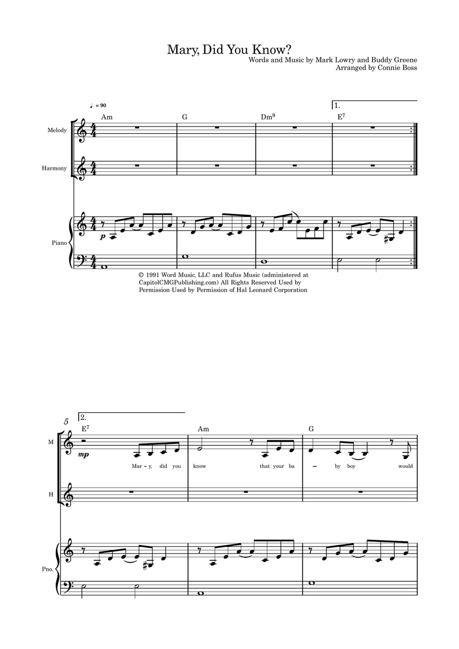 Mary, Did You Know? Choir scores gallery preview page 1